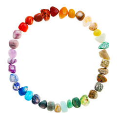 round line from natural mineral gemstones isolated