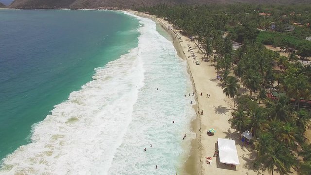 Aerial view of Cata Bay beach. Venezuela. Bahia de Cata.