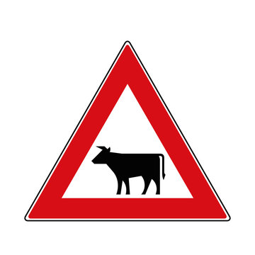 Verkehrsschild Viehtrieb Tiere 