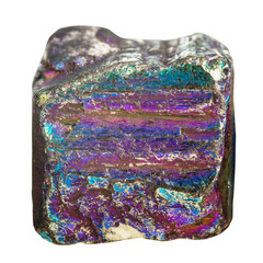 cube from iridescent pyrite mineral stone