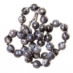 top view of tangled necklace from gray labradorite