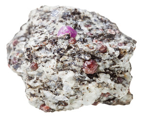 mineral stone with Corundum crystals isolated