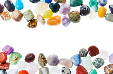 horizontal frame from natural mineral gemstones