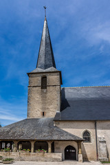 Fototapeta na wymiar 12th century church of Saint Etienne. Cheverny village, France.
