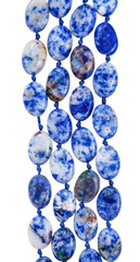 beads from blue lazurite gem stone isolated