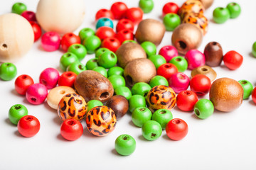 many various painted wooden beads