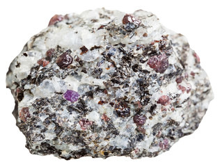 piece of rock with Corundum crystals isolated