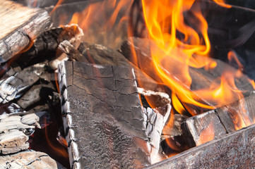 burning wood  brazier