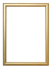 Golden thin picture frame isolated