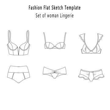 Flat Fashion Industrial Sketch Template - Lingerie