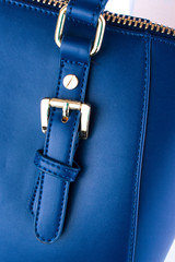 Detail Leather bags close-up. Zipper, slider, strap, bag texture firmware.