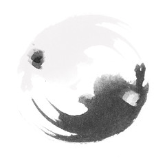 WATERCOLOR ILLUSTRATION - Yin and Yang stylized logo 