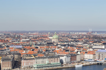 Fototapeta na wymiar Copenhagen Skyline View from Vor Frelsers Kirke
