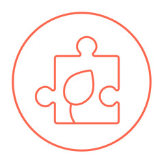 Obraz premium Puzzle with leaf line icon.