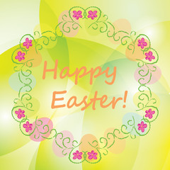 bright vector background with floral ornament - happy easter