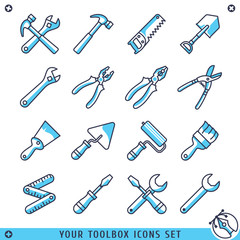 Your toolbox icons set lines vector illustration