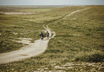 Bikers in Iraqi countryside