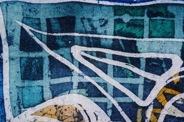 Geometry, hot batik, background texture, handmade on silk, abstract surrealism art