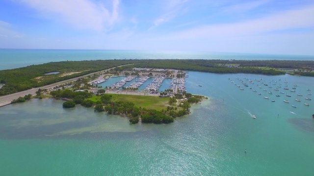 Aerial video of the Crandon Park marina