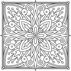 Abstract vector black square lace design in mono line style - ma