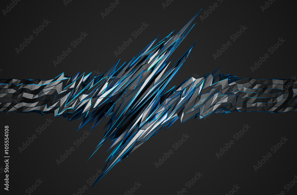 Poster abstract 3d rendering of chaotic surface. background with futuristic polygonal shape. noisy low poly
