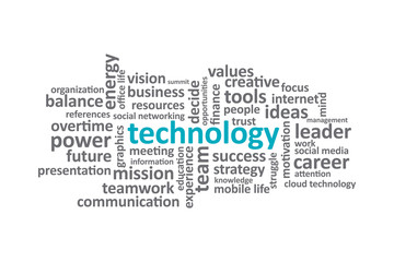 Technology - Typography graphic work, consisting of important words and concepts in the business world.