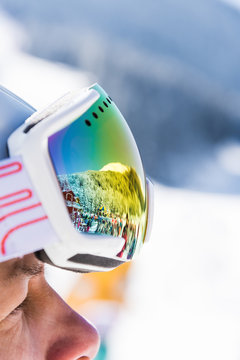 woman in ski goggles