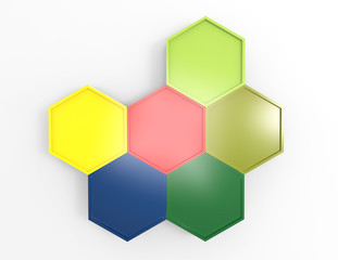 Fototapeta na wymiar abstract hexagonal glossy plastic badges