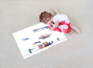 Naklejka premium Toys and picture battle