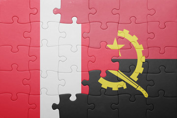 puzzle with the national flag of angola and peru