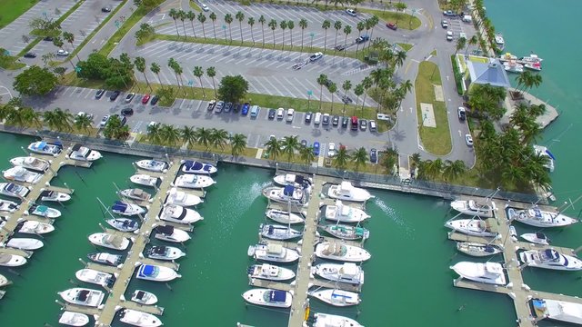 Aerial video of the Crandon Park marina