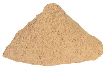 Small sawdust pile brown isolated white background