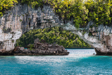 Fototapeta na wymiar Limestone Archway in Palau's Rock Islands