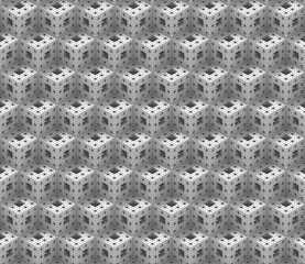detailed white 3d cube objects arranged to a seamless abstract pattern