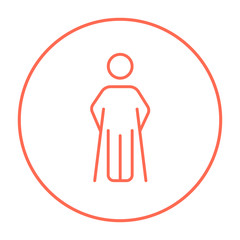 Man with crutches line icon.