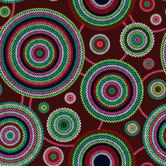 Abstract Seamless Ethnic Style Circle Simple Color Vector Needle