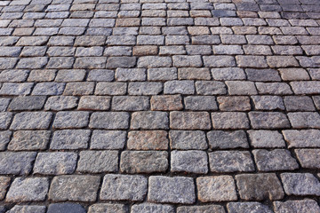 Granite cobblestoned pavement background