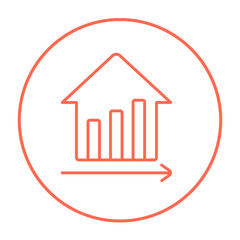 Graph of real estate prices growth line icon.