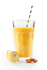 Large banana and almond blended beverage