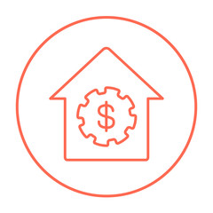 House with dollar symbol line icon.