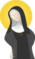 A holy nun, catholic saint simple abstract vector illustration