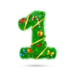 Fir tree decorative number.