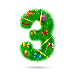Fir tree decorative number.