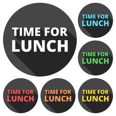 Time For Lunch icons set with long shadow