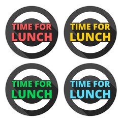 Time For Lunch icons set with long shadow