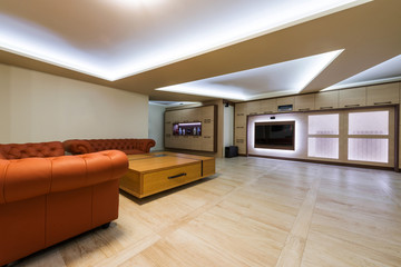 Breathtaking interior of luxury living room area 