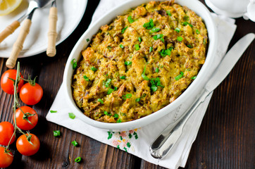 Chicken casserole with bread