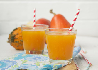 Pumpkin - apple juice, refreshing drink.