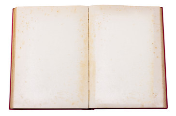 Open old book with blank bage