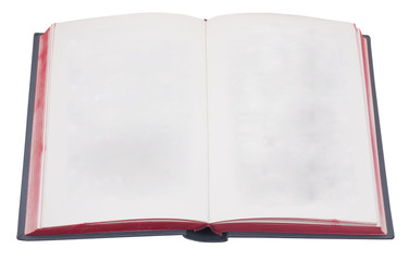 Open book with blank page and red edge